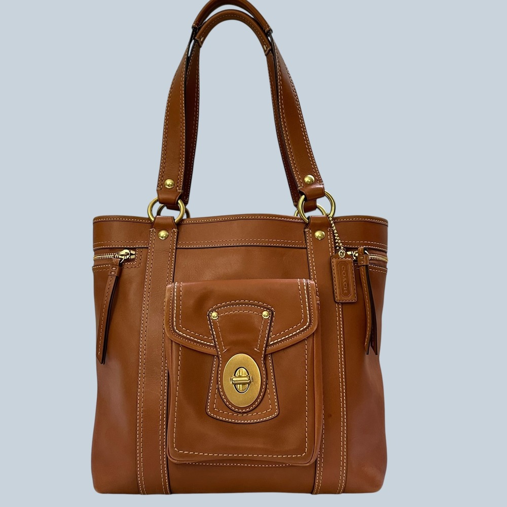 Coach Legacy Gigi Tote F12888 Handbag Caramel Leather Brass Turnlock- Near VTg